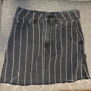 RVCA Charcoal and White Striped Skirt